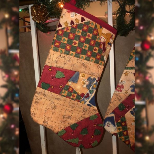 Crazy Quilt style Patchwork Christmas Stocking