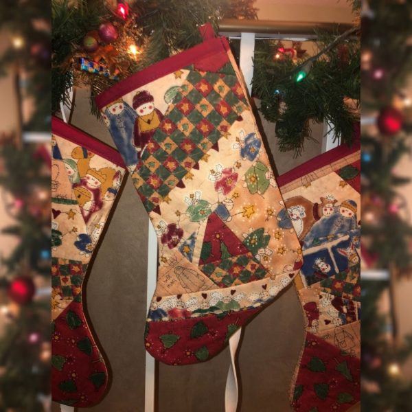 Nativity theme Crazy Quilt style Patchwork Christmas Stocking