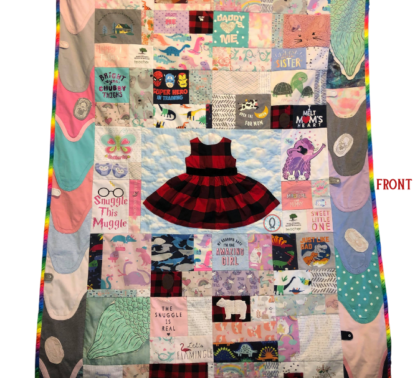 quilt made from baby clothes - front with detail
