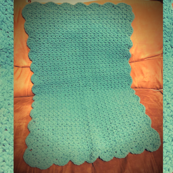 Baby blanket crocheted - light teal - homemade